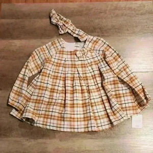 Tahari Plaid Toddler Dress with Matching Headband